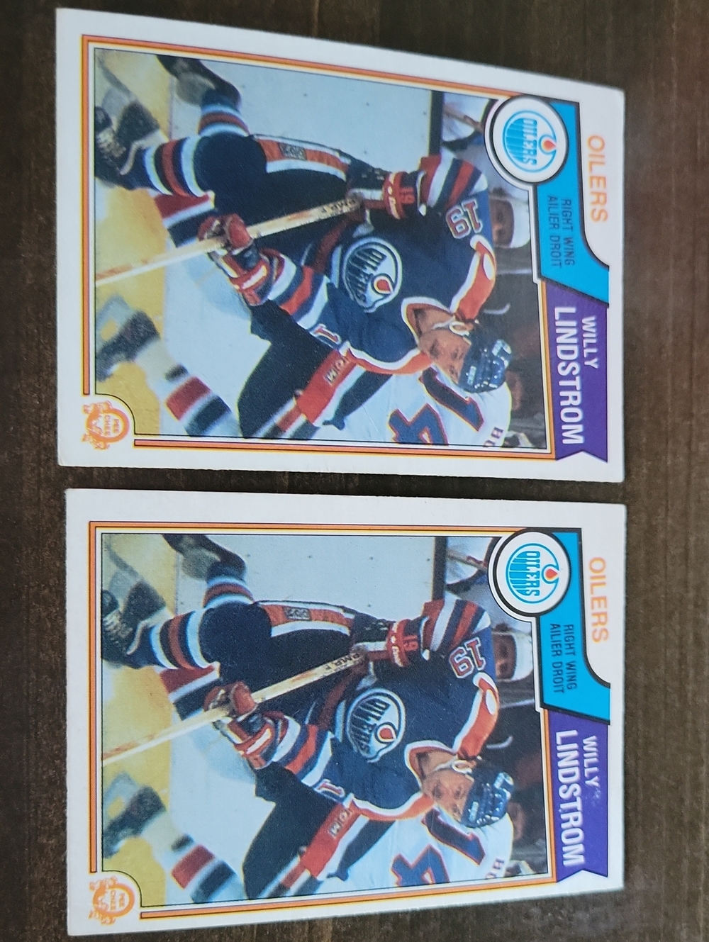 1983/84 OPC Willy Lindstrom Hockey Trading Cards - Blue/Orange